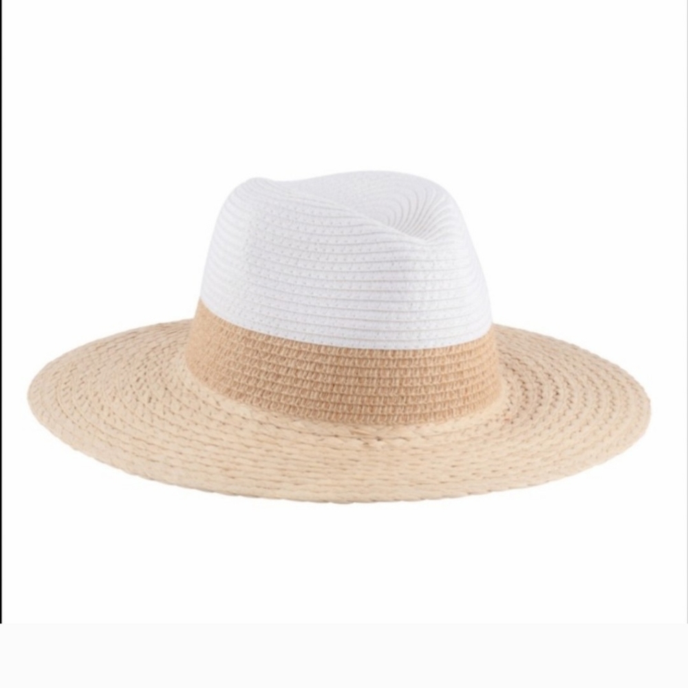 **SOLD**PANAMA BRIM HAT-TWO-TONE-NEW - Picture 1 of 4